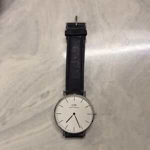 Daniel Wellington Silver Case Watch with Black Strap